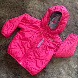 North Face reversible puffer jacket. Winter print. 18-24 months.